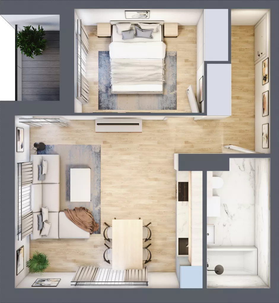 2 pokoje, mieszkanie 45,79 m², piętro 2, oferta nr 1_30, Ogrody Wiślane VI, Warszawa, Białołęka, Tarchomin, ul. Aluzyjna 12