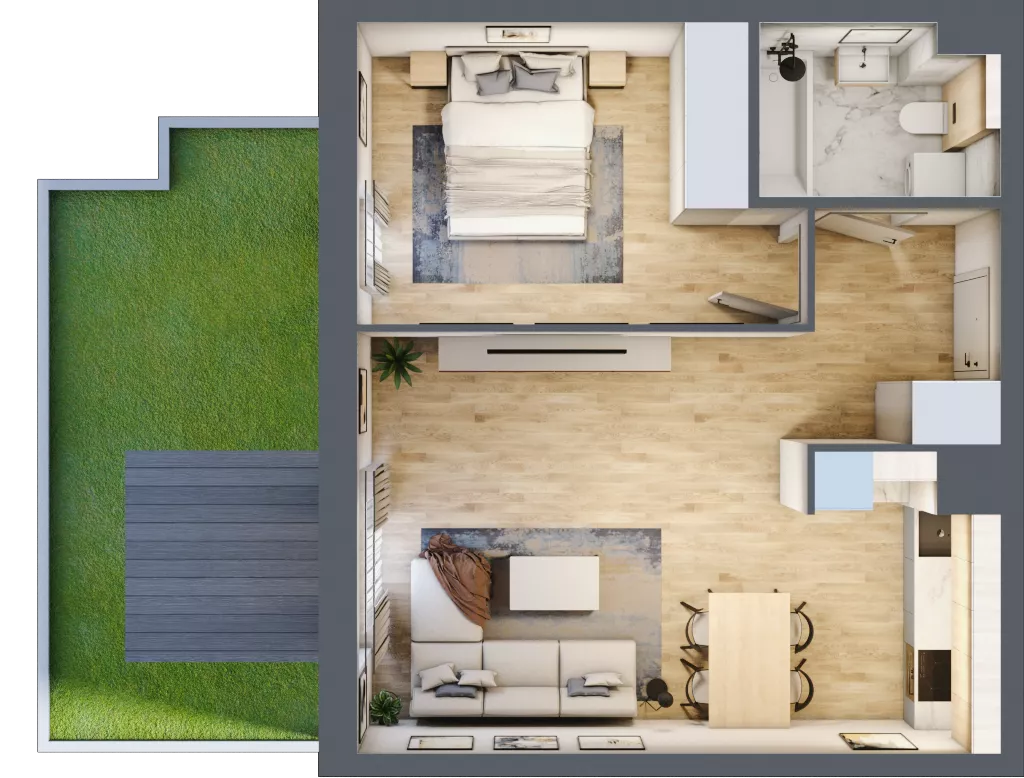 2 pokoje, mieszkanie 48,52 m², parter, oferta nr 2_2, Ogrody Wiślane VI, Warszawa, Białołęka, Tarchomin, ul. Aluzyjna 12