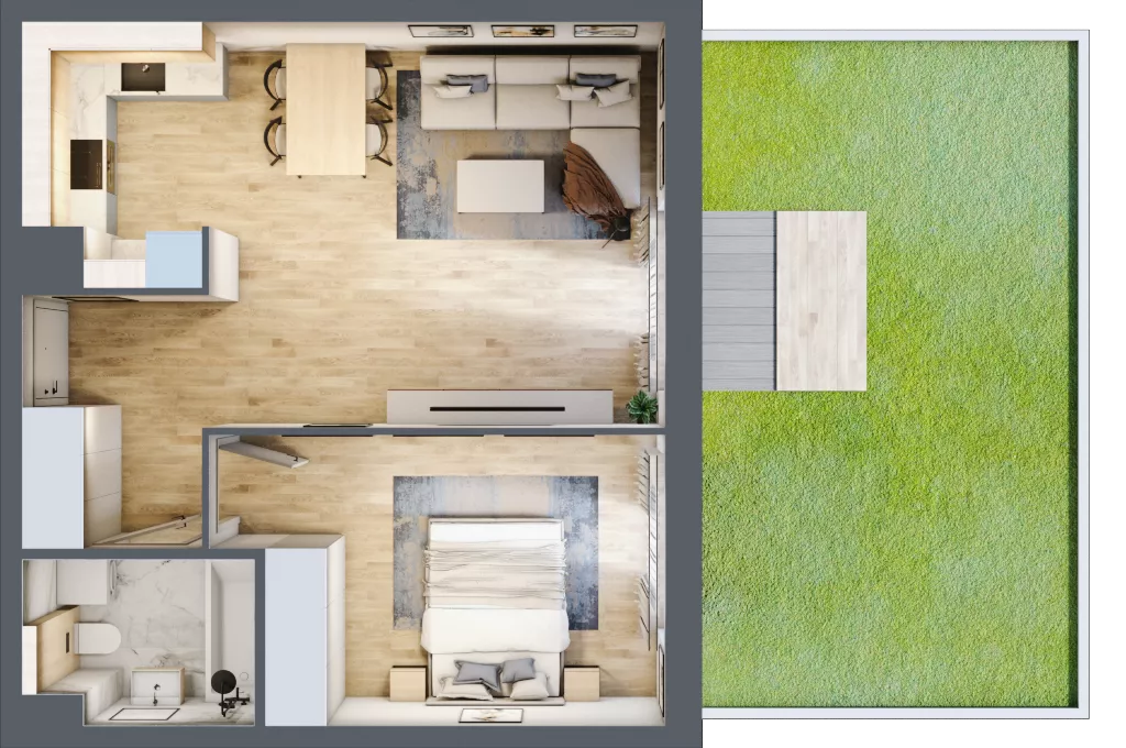 2 pokoje, mieszkanie 50,38 m², parter, oferta nr 2_10, Ogrody Wiślane VI, Warszawa, Białołęka, Tarchomin, ul. Aluzyjna 12