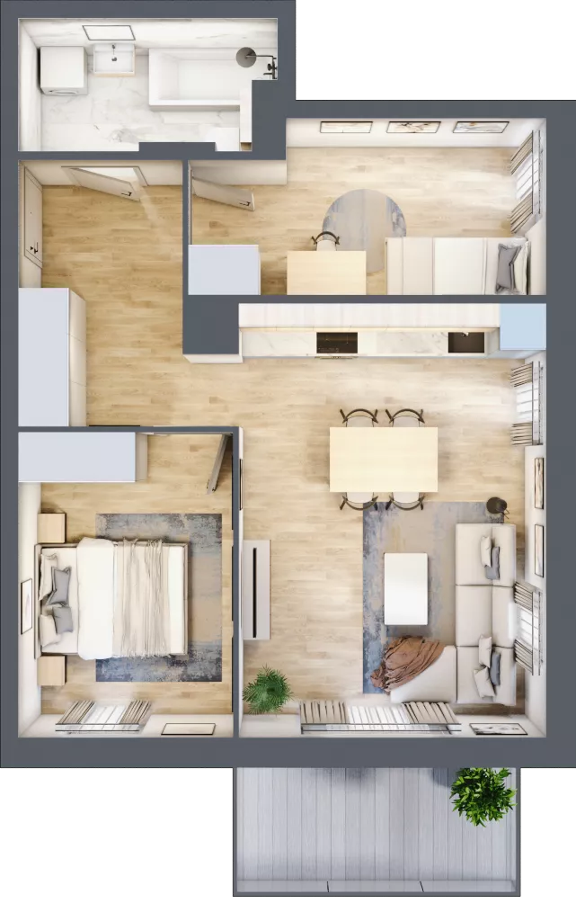 3 pokoje, mieszkanie 57,69 m², piętro 3, oferta nr 2_42, Ogrody Wiślane VI, Warszawa, Białołęka, Tarchomin, ul. Aluzyjna 12