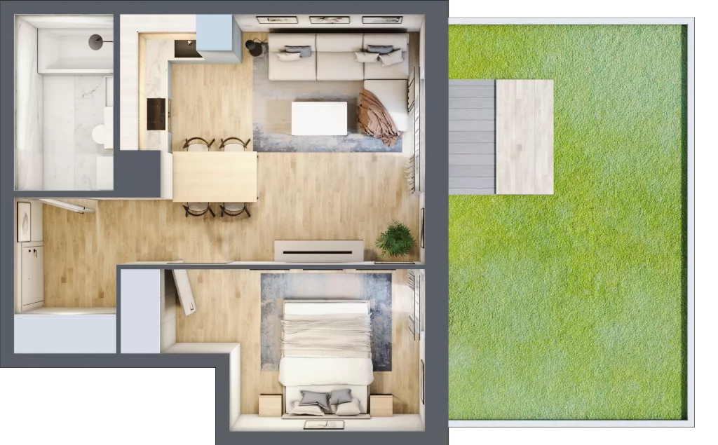 2 pokoje, mieszkanie 42,09 m², parter, oferta nr 2_7, Ogrody Wiślane VI, Warszawa, Białołęka, Tarchomin, ul. Aluzyjna 12