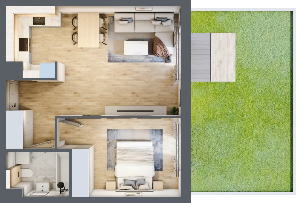 2 pokoje, mieszkanie 50,38 m², parter, oferta nr 2_9, Ogrody Wiślane VI, Warszawa, Białołęka, Tarchomin, ul. Aluzyjna 12