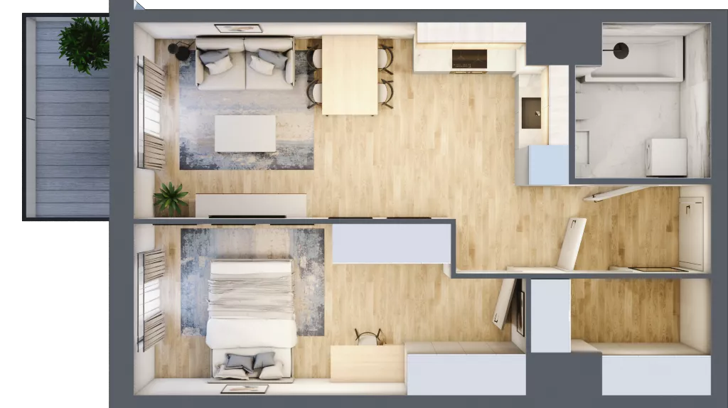 2 pokoje, mieszkanie 46,83 m², piętro 3, oferta nr C302, Enklawa Ursynów, Warszawa, Ursynów, Wyczółki, ul. Kłobucka 23A