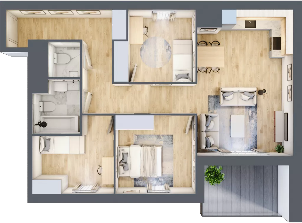 4 pokoje, mieszkanie 75,36 m², piętro 3, oferta nr C310, Enklawa Ursynów, Warszawa, Ursynów, Wyczółki, ul. Kłobucka 23A