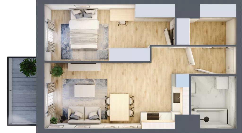 2 pokoje, mieszkanie 47,19 m², piętro 4, oferta nr C403, Enklawa Ursynów, Warszawa, Ursynów, Wyczółki, ul. Kłobucka 23A