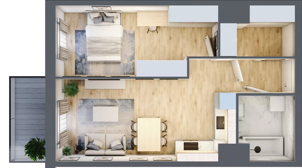 2 pokoje, mieszkanie 47,19 m², piętro 6, oferta nr C604, Enklawa Ursynów, Warszawa, Ursynów, Wyczółki, ul. Kłobucka 23A