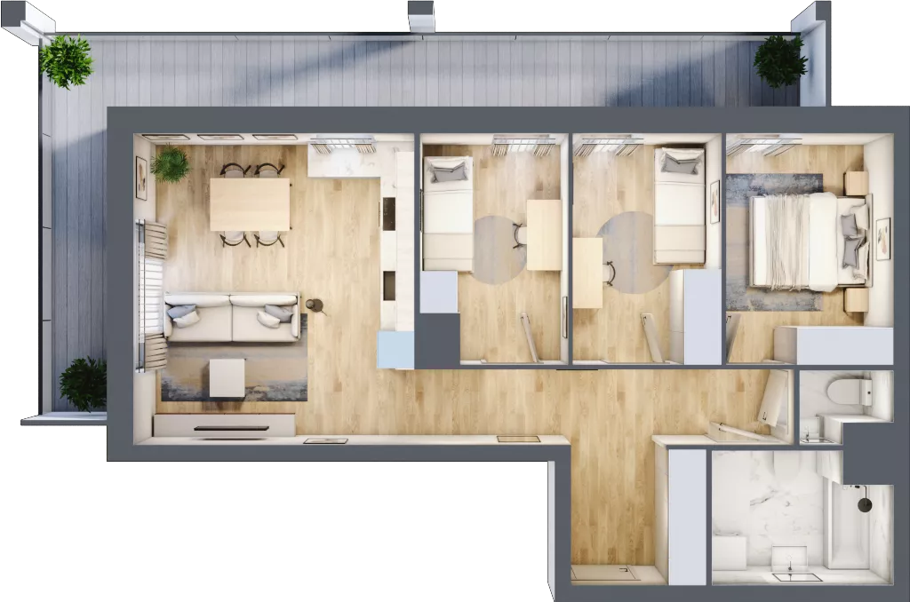 4 pokoje, mieszkanie 70,44 m², piętro 1, oferta nr B1, Warszawski Świt Etap VIII, Warszawa, Targówek, Bródno, ul. Warszawski Świt 5