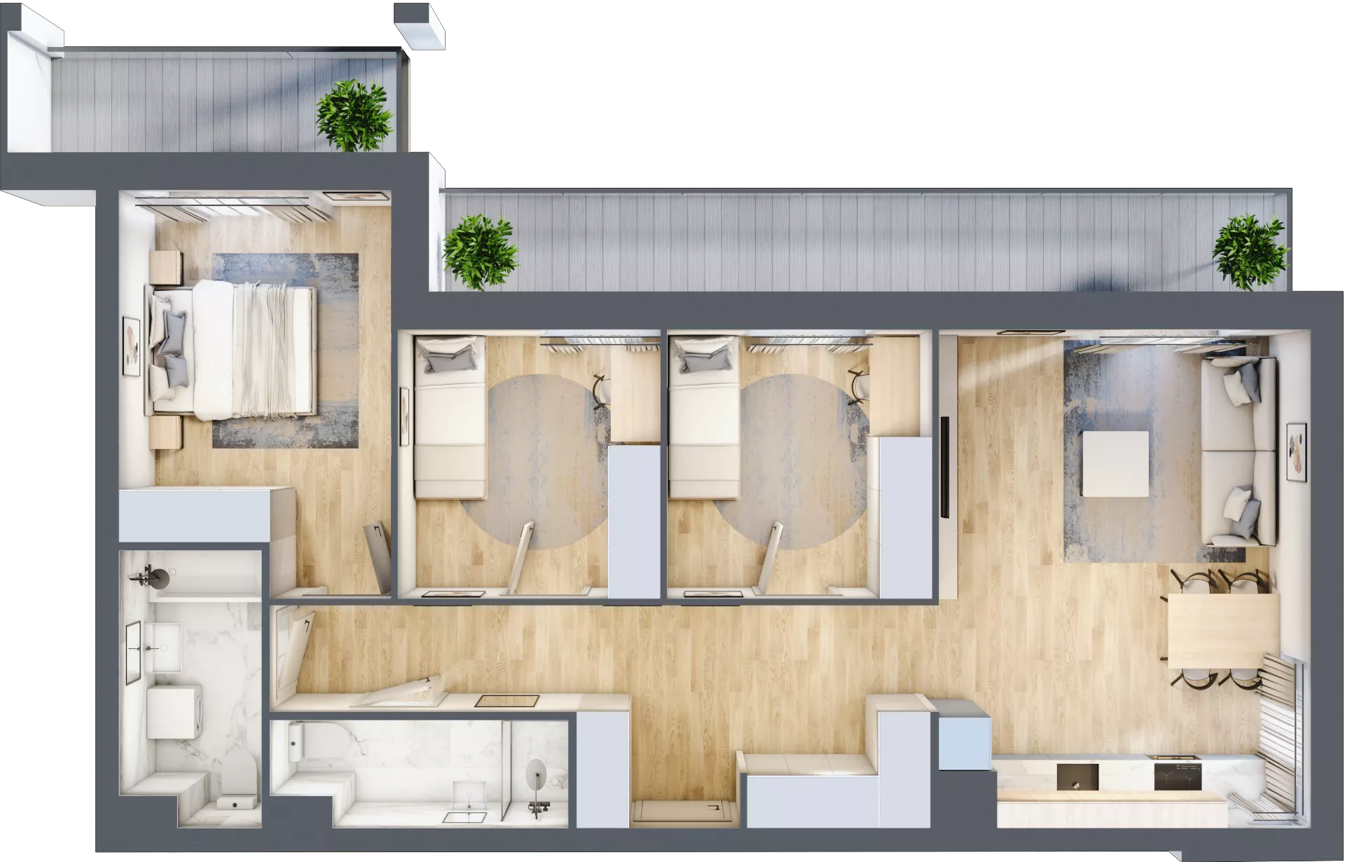 4 pokoje, mieszkanie 79,98 m², piętro 3, oferta nr B1, Warszawski Świt Etap VIII, Warszawa, Targówek, Bródno, ul. Warszawski Świt 5