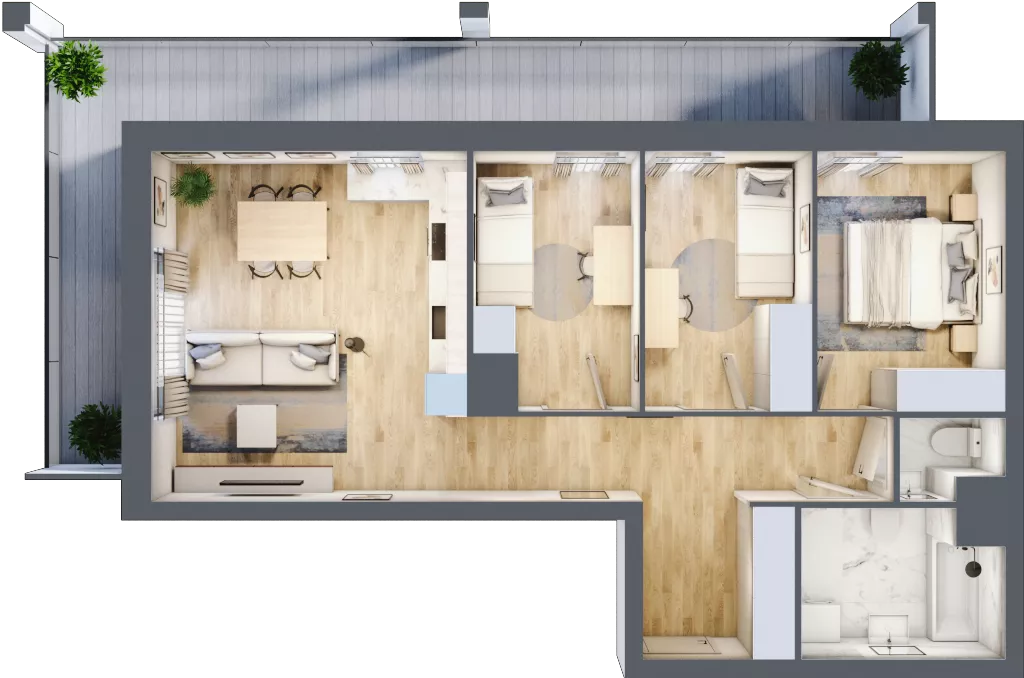 4 pokoje, mieszkanie 70,54 m², piętro 3, oferta nr B1, Warszawski Świt Etap VIII, Warszawa, Targówek, Bródno, ul. Warszawski Świt 5
