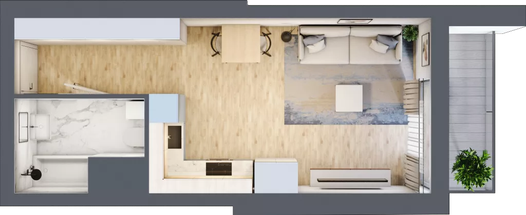 1 pokój, mieszkanie 29,97 m², piętro 3, oferta nr B2-A024, Warszawski Świt Etap IX, Warszawa, Targówek, Bródno, ul. Warszawski Świt 5