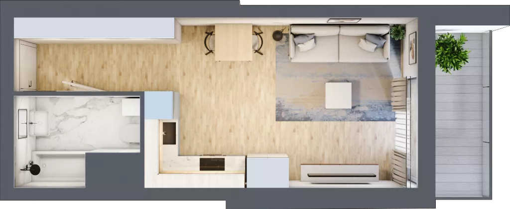 1 pokój, mieszkanie 29,97 m², piętro 4, oferta nr B2-A033, Warszawski Świt Etap IX, Warszawa, Targówek, Bródno, ul. Warszawski Świt 5