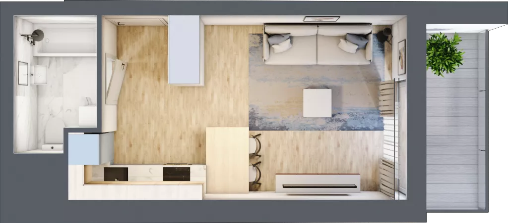 1 pokój, mieszkanie 26,39 m², piętro 7, oferta nr B2-A061, Warszawski Świt Etap IX, Warszawa, Targówek, Bródno, ul. Warszawski Świt 5