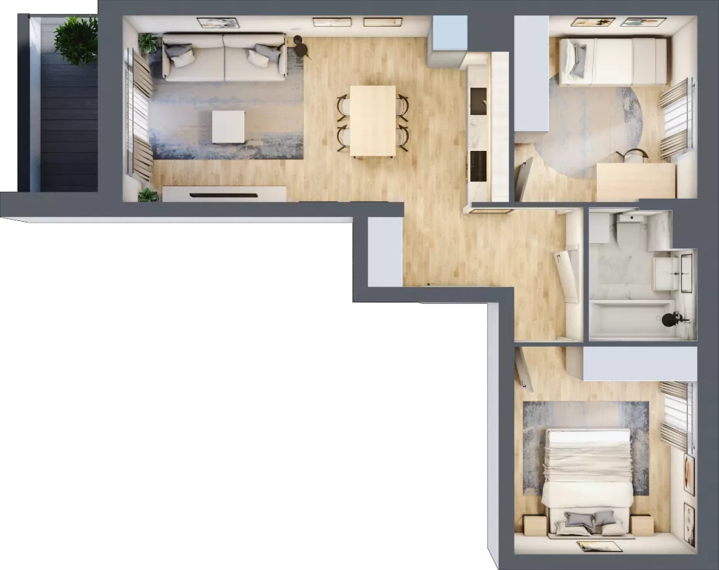 3 pokoje, mieszkanie 53,88 m², piętro 7, oferta nr E1-B124, Warszawski Świt Etap X, Warszawa, Targówek, Bródno, ul. Warszawski Świt