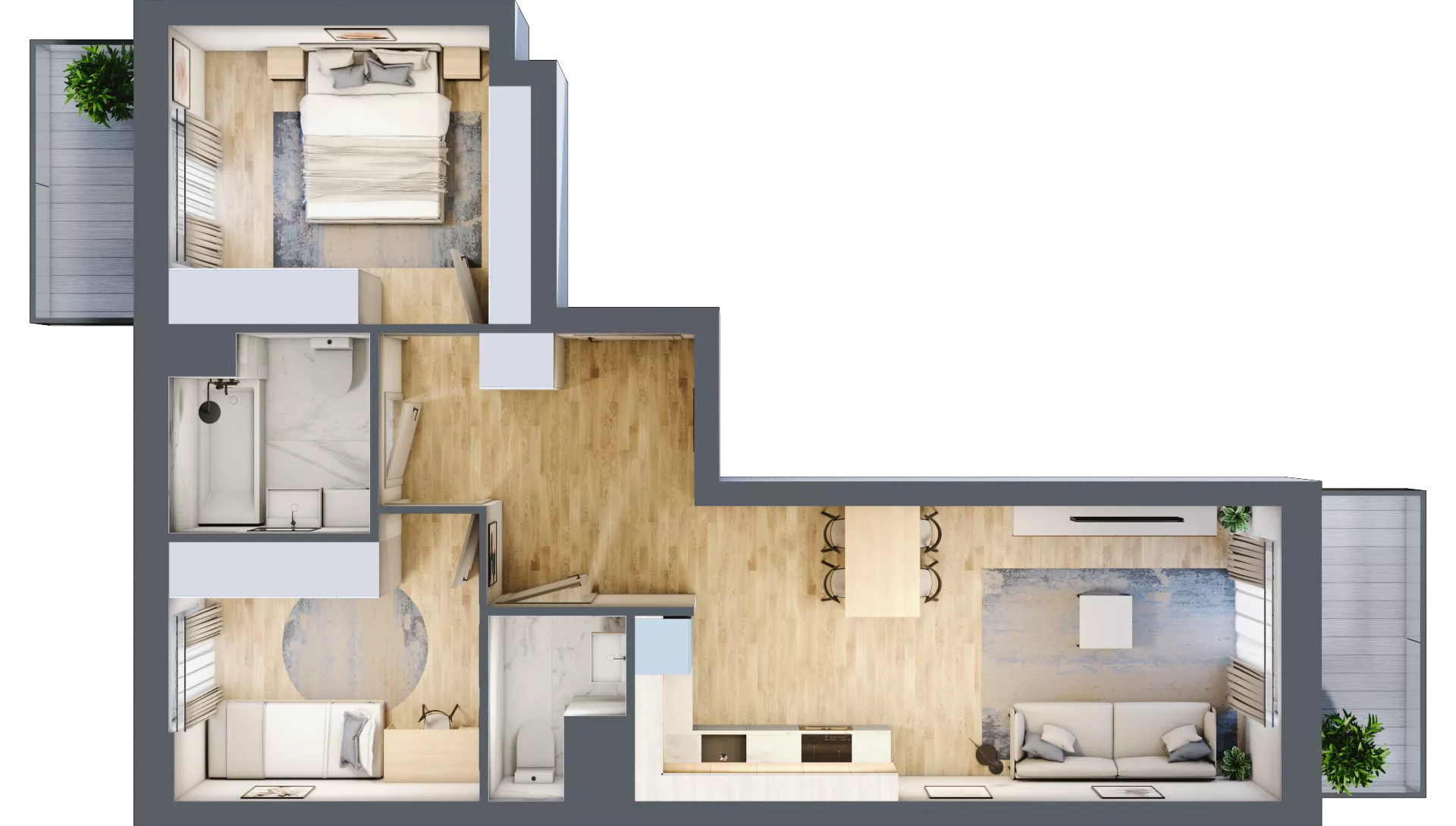 3 pokoje, mieszkanie 58,74 m², piętro 6, oferta nr E1-C159, Warszawski Świt Etap X, Warszawa, Targówek, Bródno, ul. Warszawski Świt