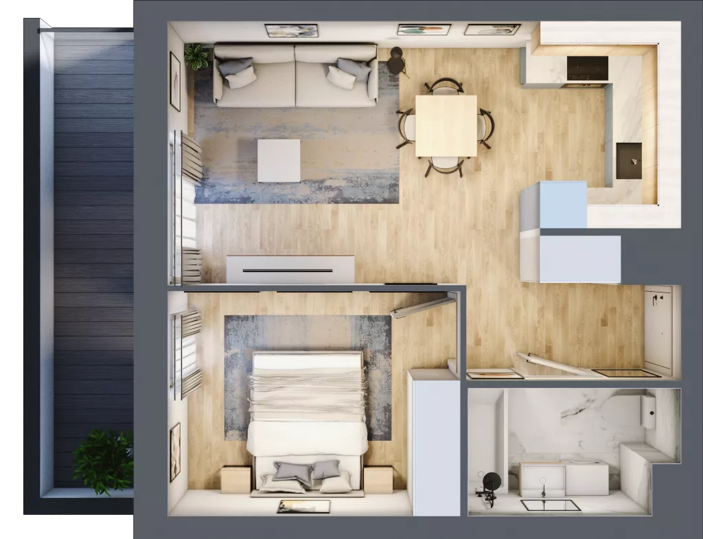 2 pokoje, mieszkanie 39,80 m², piętro 5, oferta nr E1-A048, Warszawski Świt Etap X, Warszawa, Targówek, Bródno, ul. Warszawski Świt