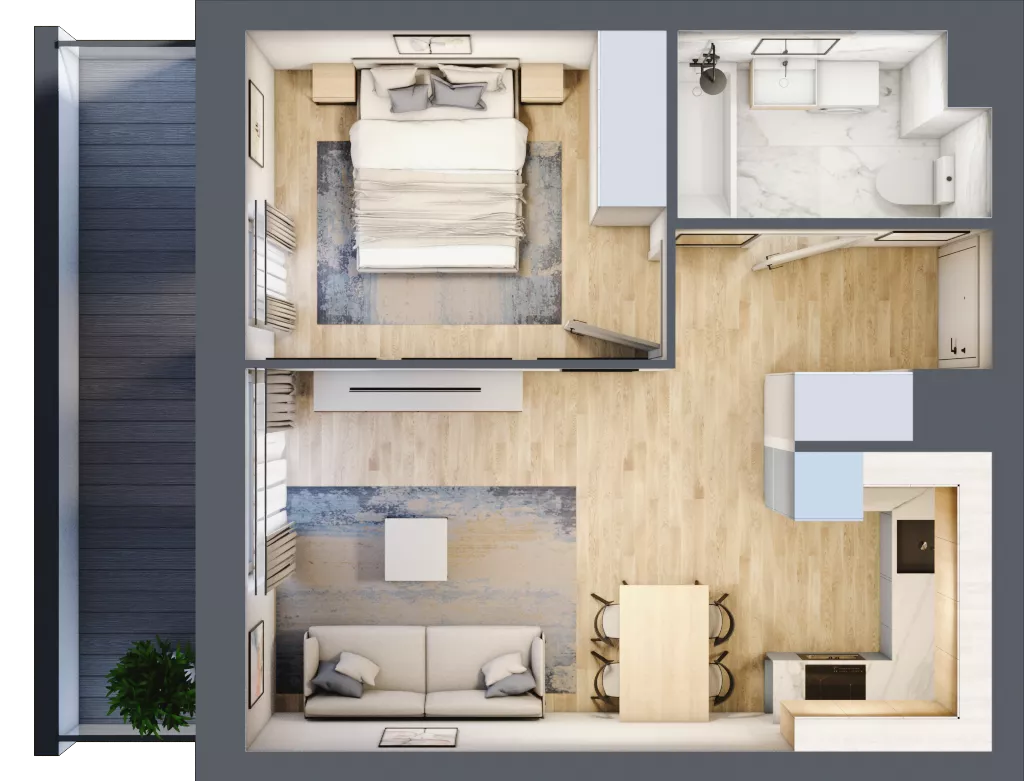 2 pokoje, mieszkanie 39,30 m², piętro 5, oferta nr E1-B114, Warszawski Świt Etap X, Warszawa, Targówek, Bródno, ul. Warszawski Świt