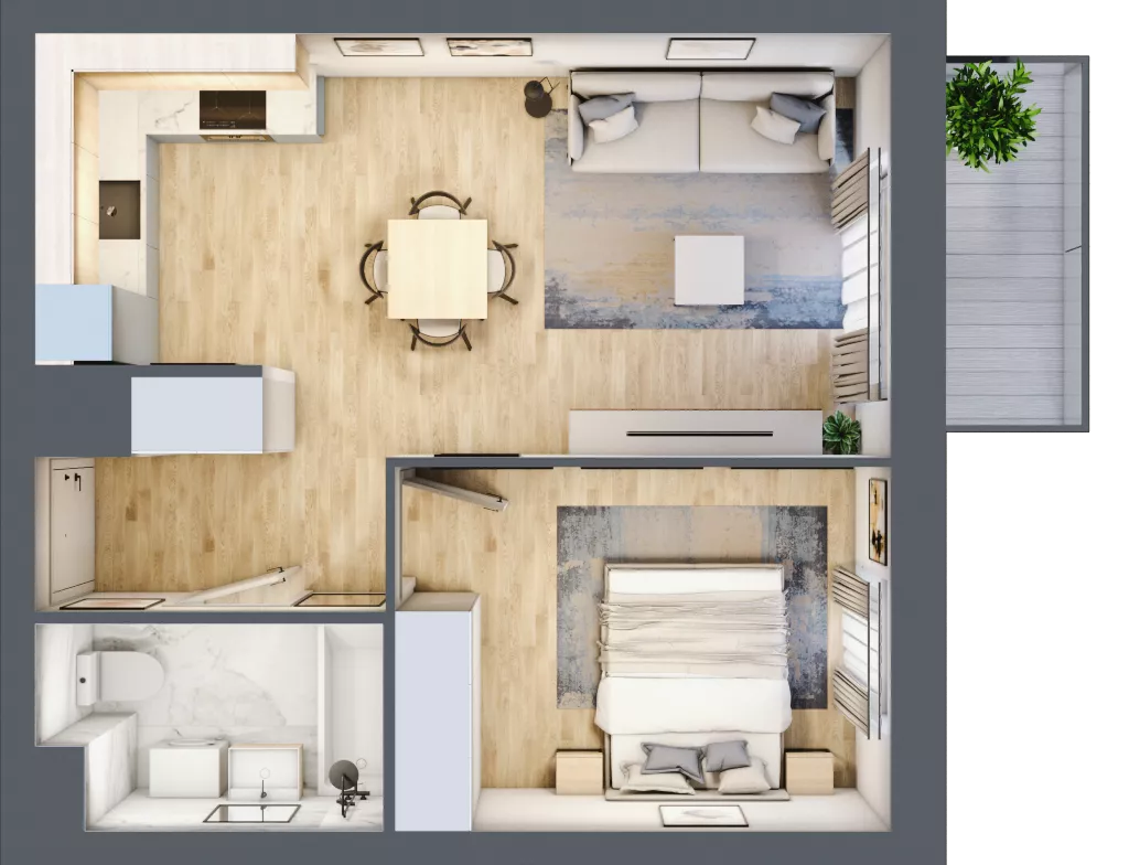 2 pokoje, mieszkanie 40,64 m², piętro 3, oferta nr E1-C144, Warszawski Świt Etap X, Warszawa, Targówek, Bródno, ul. Warszawski Świt