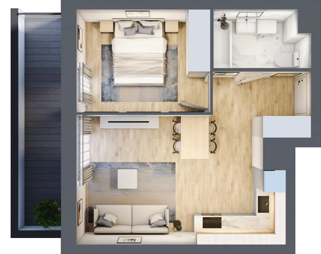 2 pokoje, mieszkanie 39,40 m², piętro 4, oferta nr E1-A034, Warszawski Świt Etap X, Warszawa, Targówek, Bródno, ul. Warszawski Świt