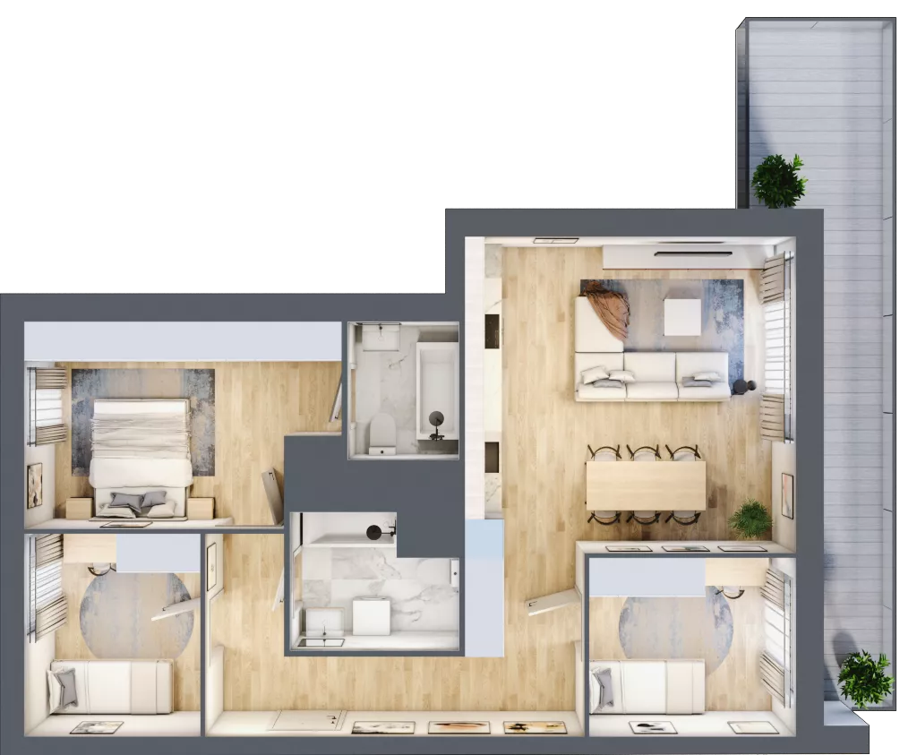 4 pokoje, mieszkanie 78,49 m², piętro 7, oferta nr E1-B129, Warszawski Świt Etap X, Warszawa, Targówek, Bródno, ul. Warszawski Świt