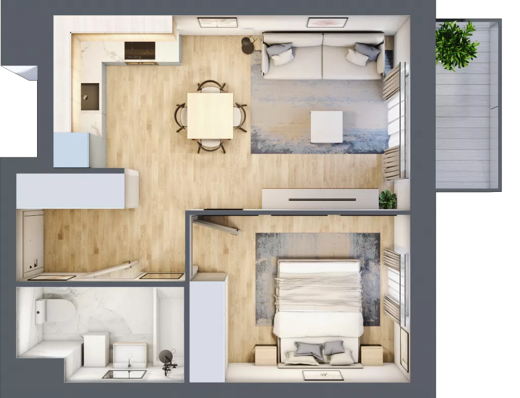 2 pokoje, mieszkanie 39,49 m², piętro 5, oferta nr E1-C157, Warszawski Świt Etap X, Warszawa, Targówek, Bródno, ul. Warszawski Świt