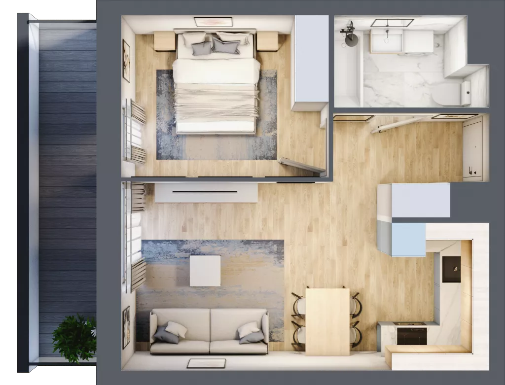 2 pokoje, mieszkanie 39,22 m², piętro 1, oferta nr E1-B090, Warszawski Świt Etap X, Warszawa, Targówek, Bródno, ul. Warszawski Świt