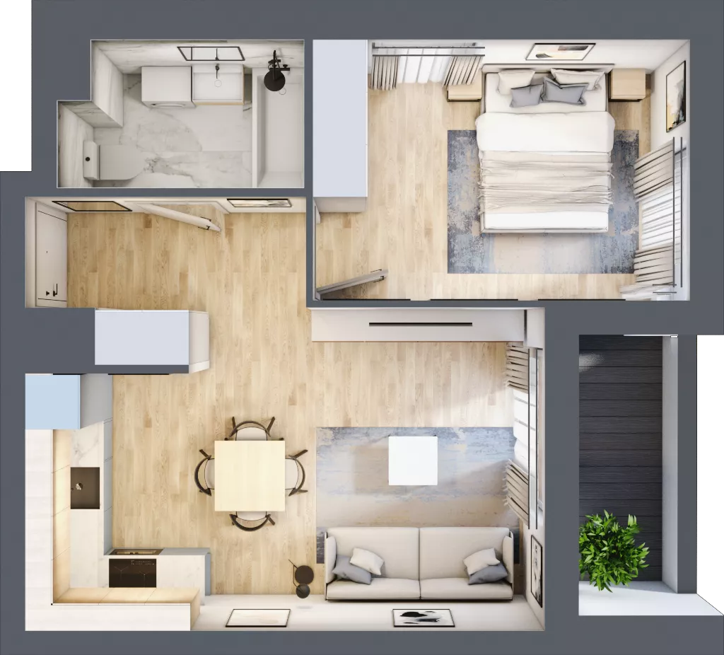 2 pokoje, mieszkanie 39,70 m², piętro 4, oferta nr E1-A039, Warszawski Świt Etap X, Warszawa, Targówek, Bródno, ul. Warszawski Świt