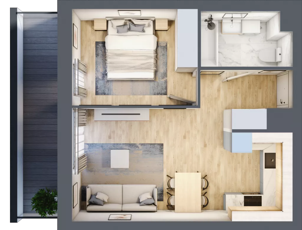 2 pokoje, mieszkanie 39,64 m², piętro 3, oferta nr E1-A024, Warszawski Świt Etap X, Warszawa, Targówek, Bródno, ul. Warszawski Świt