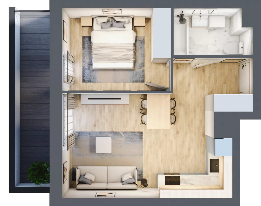 2 pokoje, mieszkanie 39,40 m², piętro 7, oferta nr E1-A067, Warszawski Świt Etap X, Warszawa, Targówek, Bródno, ul. Warszawski Świt