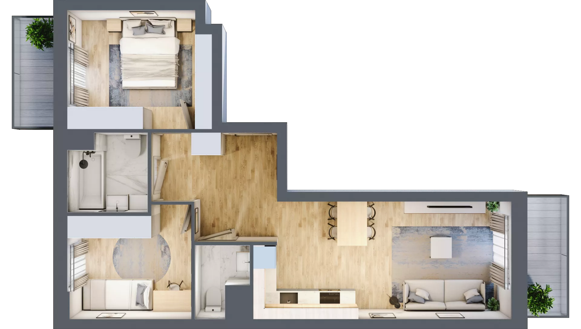 3 pokoje, mieszkanie 58,68 m², piętro 5, oferta nr E1-C154, Warszawski Świt Etap X, Warszawa, Targówek, Bródno, ul. Warszawski Świt