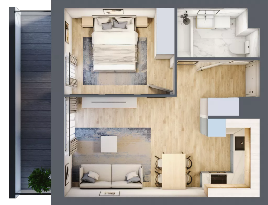 2 pokoje, mieszkanie 39,30 m², piętro 4, oferta nr E1-B108, Warszawski Świt Etap X, Warszawa, Targówek, Bródno, ul. Warszawski Świt