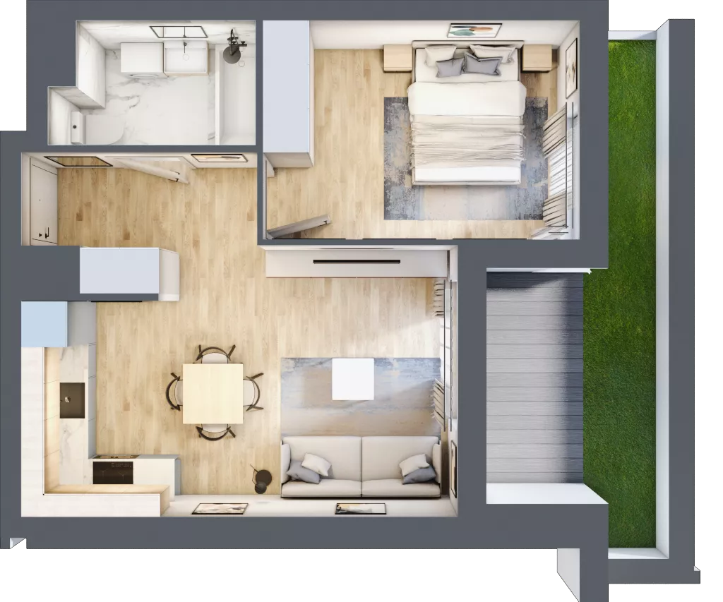 2 pokoje, mieszkanie 39,62 m², piętro 1, oferta nr E1-A010, Warszawski Świt Etap X, Warszawa, Targówek, Bródno, ul. Warszawski Świt