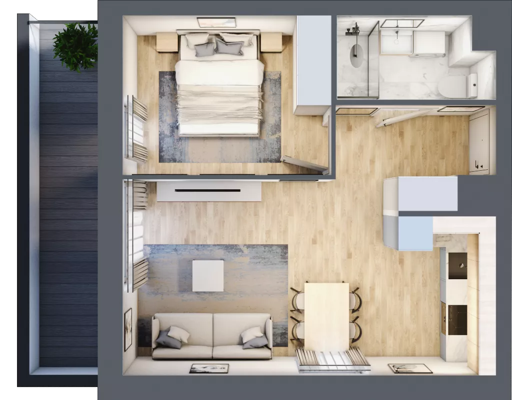 2 pokoje, mieszkanie 39,43 m², piętro 5, oferta nr E1-B115, Warszawski Świt Etap X, Warszawa, Targówek, Bródno, ul. Warszawski Świt