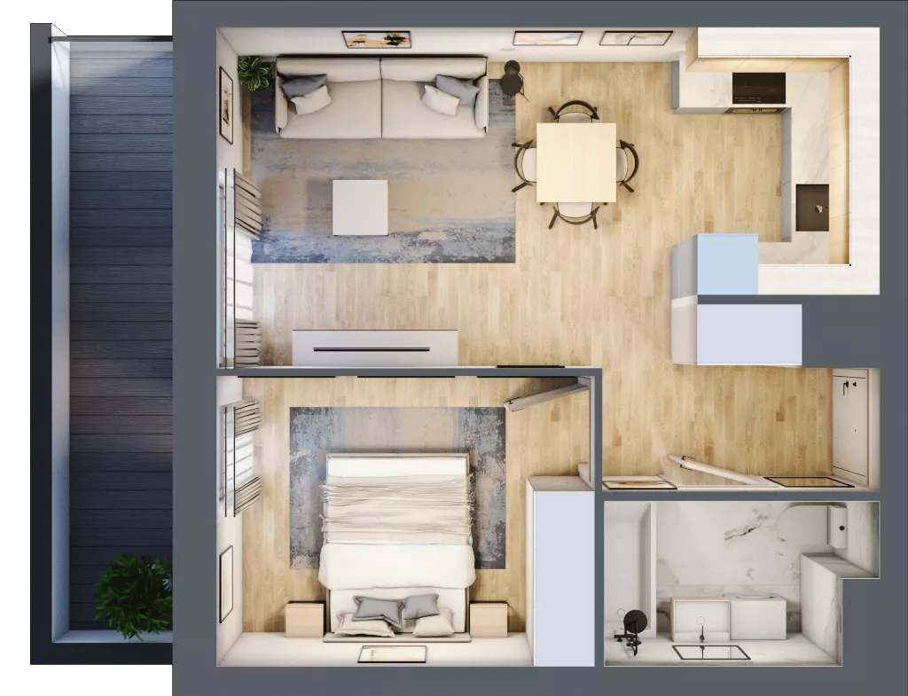 2 pokoje, mieszkanie 39,72 m², piętro 1, oferta nr E1-A005, Warszawski Świt Etap X, Warszawa, Targówek, Bródno, ul. Warszawski Świt