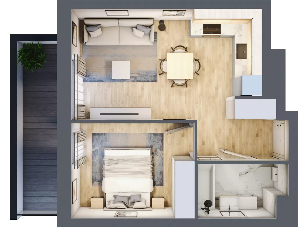 2 pokoje, mieszkanie 37,54 m², piętro 4, oferta nr E1-B107, Warszawski Świt Etap X, Warszawa, Targówek, Bródno, ul. Warszawski Świt