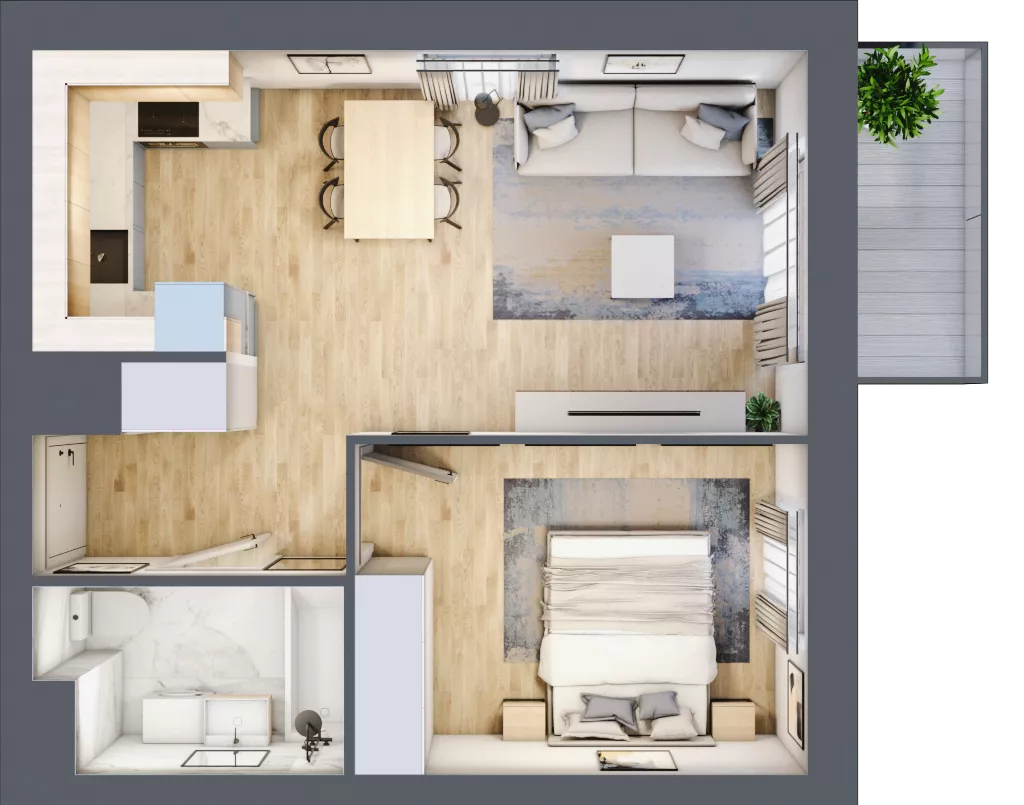 2 pokoje, mieszkanie 40,65 m², piętro 1, oferta nr E1-C134, Warszawski Świt Etap X, Warszawa, Targówek, Bródno, ul. Warszawski Świt