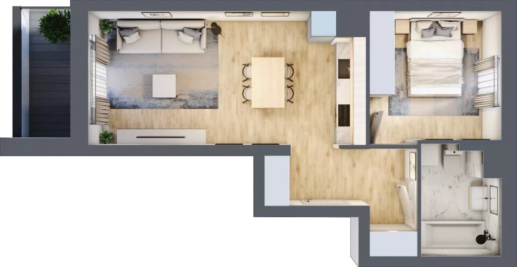 2 pokoje, mieszkanie 43,06 m², piętro 1, oferta nr E1-B088, Warszawski Świt Etap X, Warszawa, Targówek, Bródno, ul. Warszawski Świt