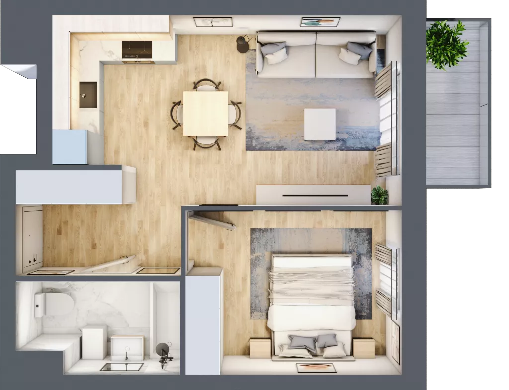 2 pokoje, mieszkanie 39,45 m², piętro 1, oferta nr E1-C133, Warszawski Świt Etap X, Warszawa, Targówek, Bródno, ul. Warszawski Świt