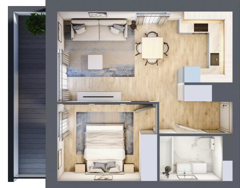 2 pokoje, mieszkanie 39,70 m², piętro 2, oferta nr E1-A016, Warszawski Świt Etap X, Warszawa, Targówek, Bródno, ul. Warszawski Świt