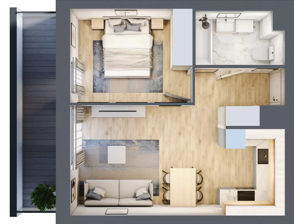 2 pokoje, mieszkanie 39,64 m², piętro 2, oferta nr E1-A013, Warszawski Świt Etap X, Warszawa, Targówek, Bródno, ul. Warszawski Świt