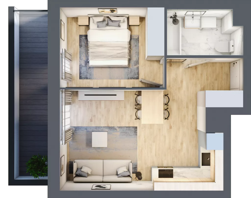 2 pokoje, mieszkanie 39,24 m², piętro 3, oferta nr E1-A023, Warszawski Świt Etap X, Warszawa, Targówek, Bródno, ul. Warszawski Świt