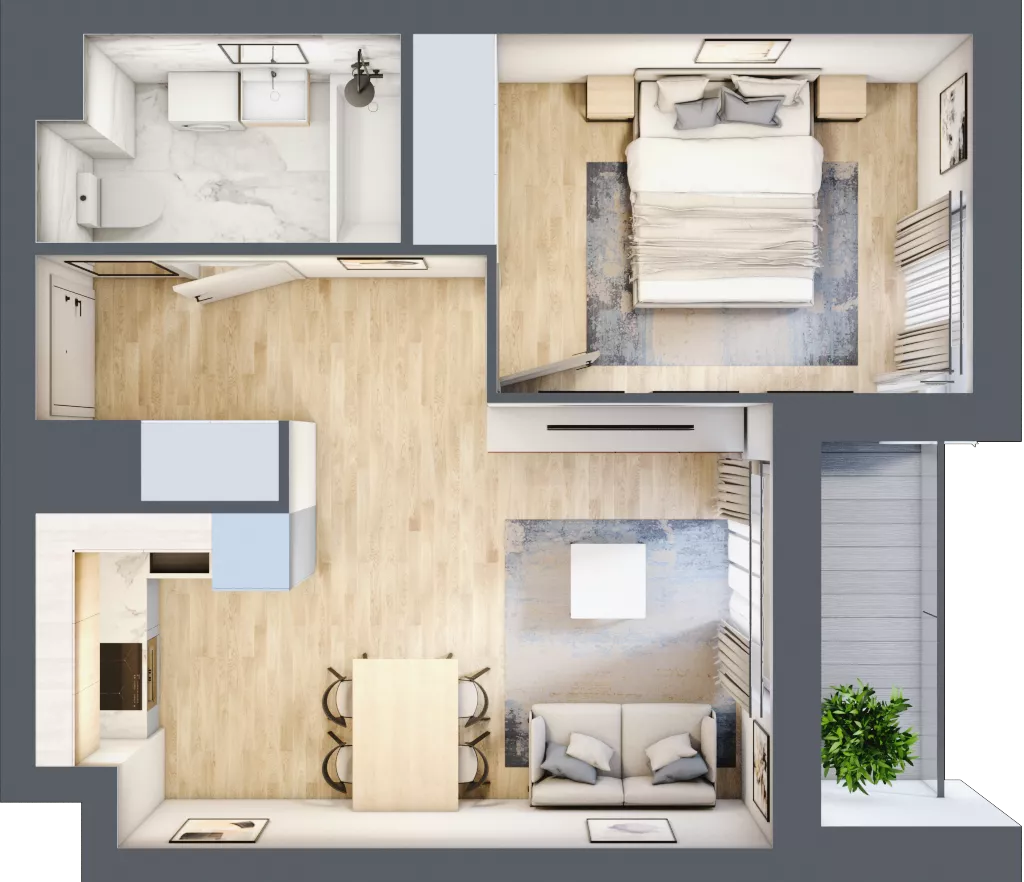 2 pokoje, mieszkanie 38,42 m², piętro 6, oferta nr E2-B103, Warszawski Świt Etap XI, Warszawa, Targówek, Bródno, ul. Warszawski Świt