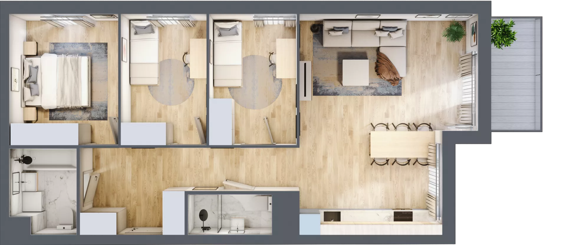 4 pokoje, mieszkanie 79,81 m², piętro 6, oferta nr E2-B100, Warszawski Świt Etap XI, Warszawa, Targówek, Bródno, ul. Warszawski Świt