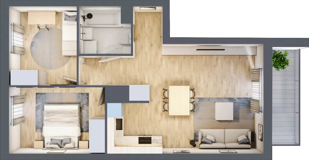 3 pokoje, mieszkanie 56,21 m², piętro 7, oferta nr E2-B109, Warszawski Świt Etap XI, Warszawa, Targówek, Bródno, ul. Warszawski Świt
