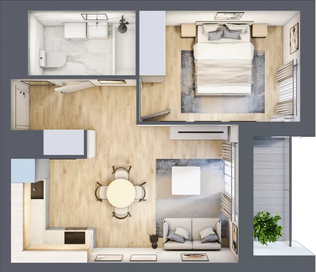 2 pokoje, mieszkanie 38,39 m², piętro 6, oferta nr E2-B101, Warszawski Świt Etap XI, Warszawa, Targówek, Bródno, ul. Warszawski Świt