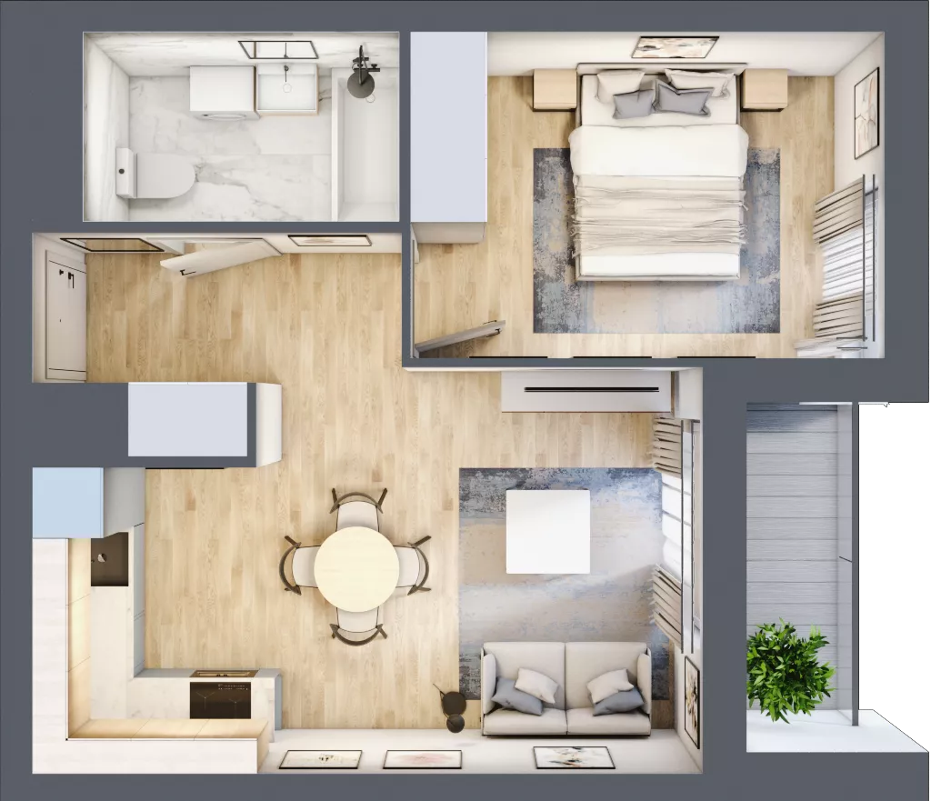 2 pokoje, mieszkanie 38,38 m², piętro 3, oferta nr E2-B077, Warszawski Świt Etap XI, Warszawa, Targówek, Bródno, ul. Warszawski Świt