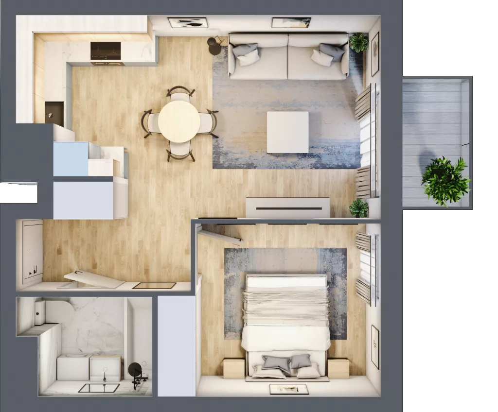 2 pokoje, mieszkanie 39,68 m², piętro 7, oferta nr E2-C147, Warszawski Świt Etap XI, Warszawa, Targówek, Bródno, ul. Warszawski Świt