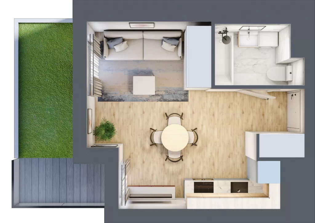 1 pokój, mieszkanie 25,82 m², parter, oferta nr E2-B058, Warszawski Świt Etap XI, Warszawa, Targówek, Bródno, ul. Warszawski Świt