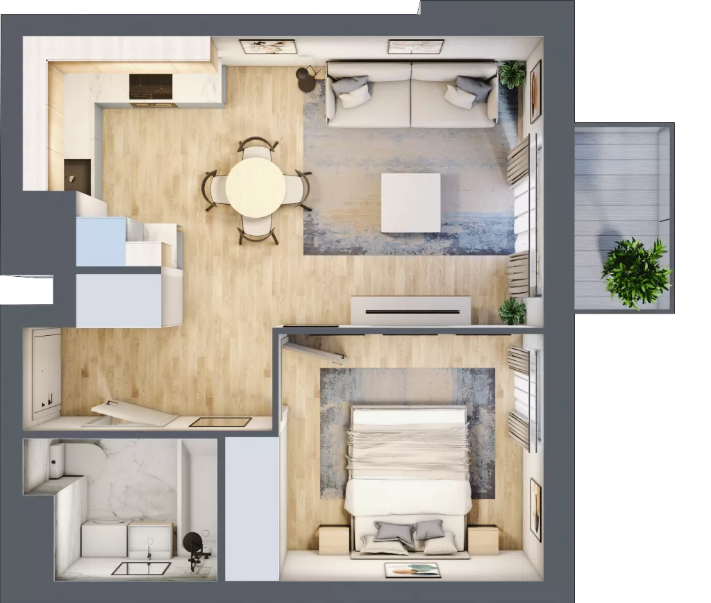 2 pokoje, mieszkanie 39,68 m², piętro 5, oferta nr E2-C140, Warszawski Świt Etap XI, Warszawa, Targówek, Bródno, ul. Warszawski Świt