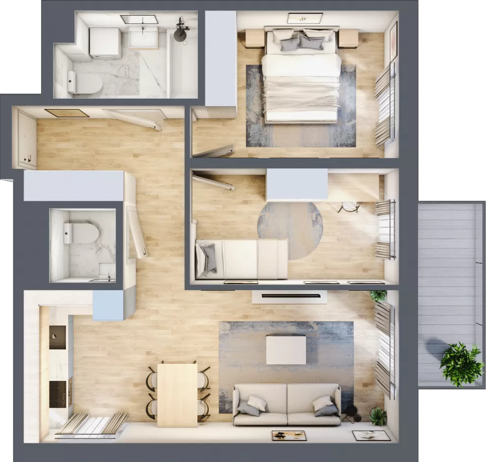 3 pokoje, mieszkanie 57,47 m², piętro 1, oferta nr C79, Zakątek Włochy, Warszawa, Włochy, ul. Robotnicza 11/13