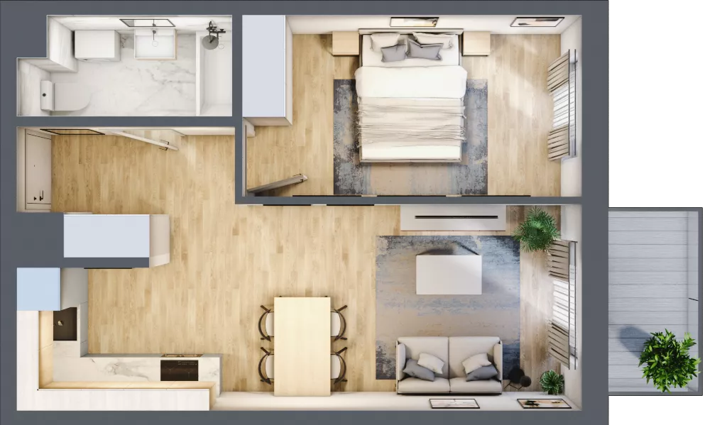 2 pokoje, mieszkanie 41,84 m², piętro 1, oferta nr A17, Zakątek Włochy, Warszawa, Włochy, ul. Robotnicza 11/13